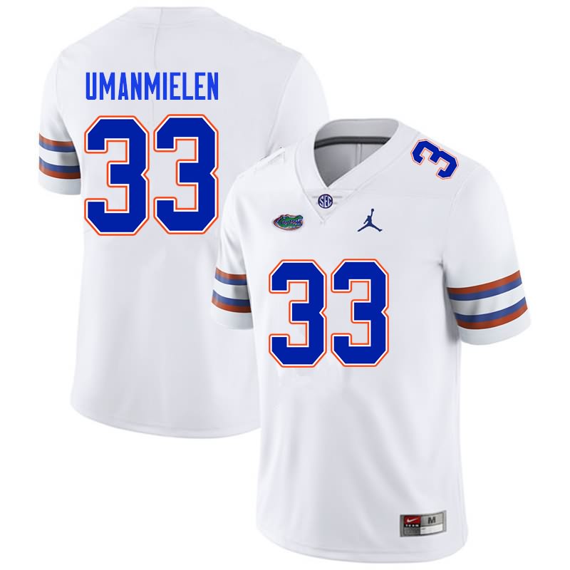 Men's NCAA Florida Gators Princely Umanmielen #33 Stitched Authentic Nike White College Football Jersey TRL6565KA